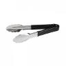 STAINLESS STEEL TONGS WITH BLACK RUBBER HANDLE 300MM