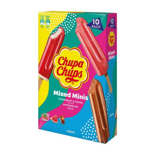 CHUPA CHUPS MINI STICKS STRAWBERRY WATERMELON COLA ICE CREAM 10PK